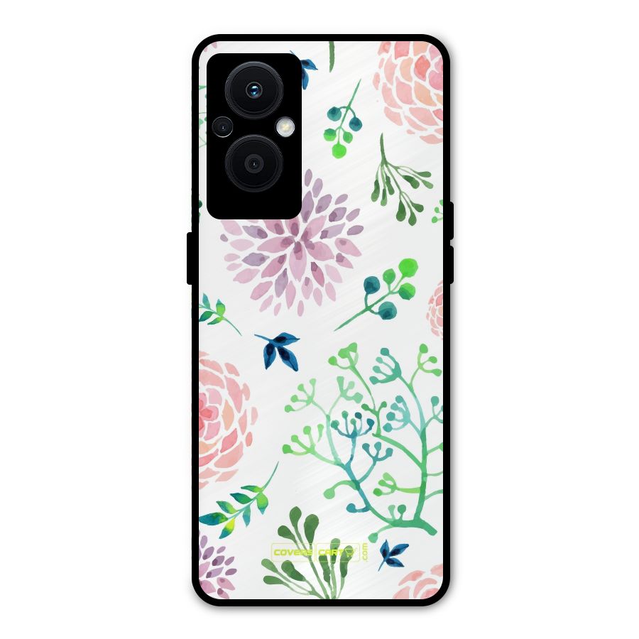 Fresh Floral Metal Back Case for Oppo F21 Pro 5G
