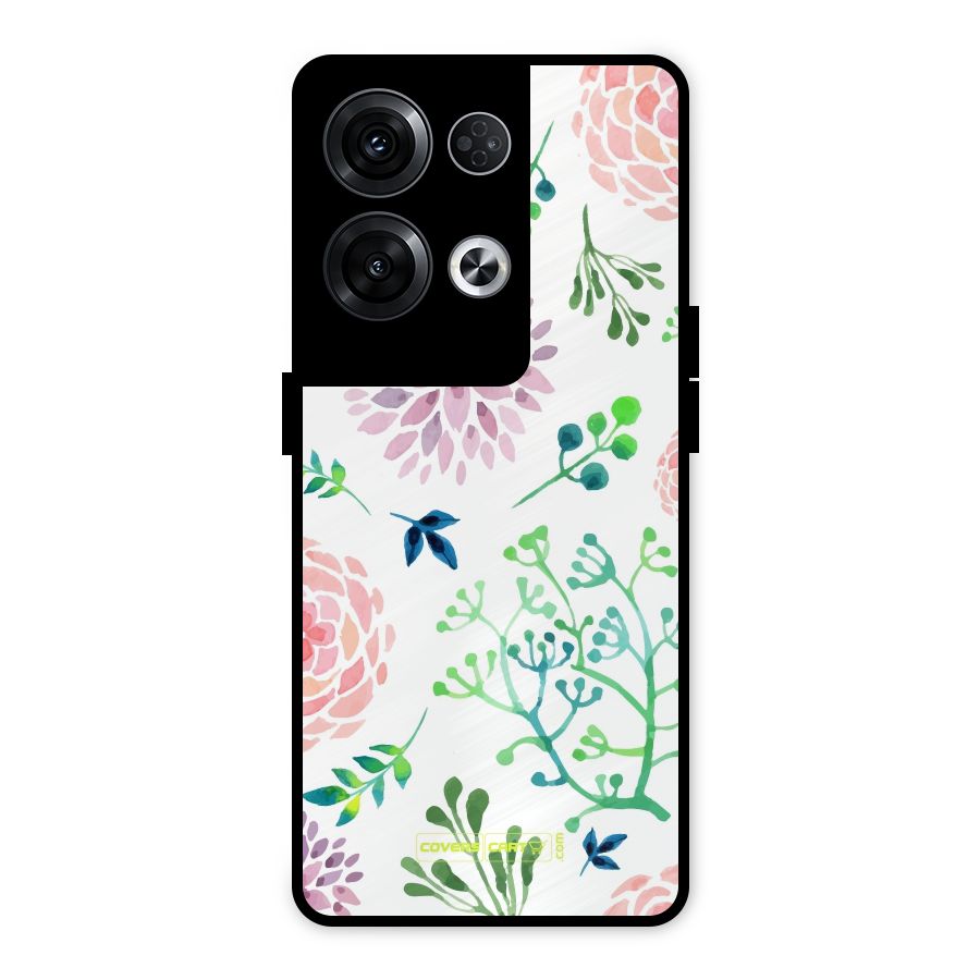 Fresh Floral Metal Back Case for Oppo Reno8 Pro 5G