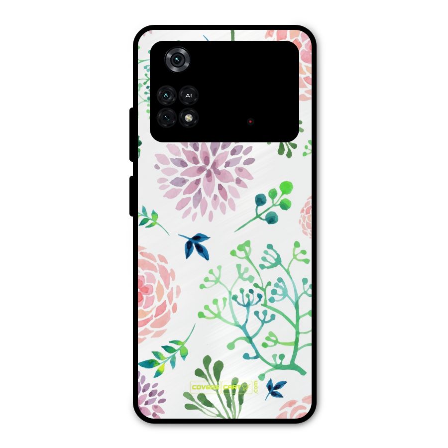 Fresh Floral Metal Back Case for Poco M4 Pro 4G