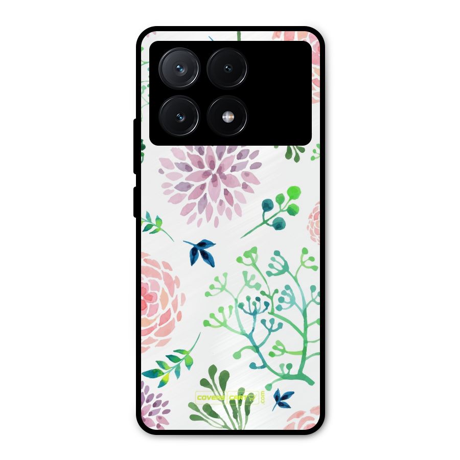 Fresh Floral Metal Back Case for Poco X6 Pro