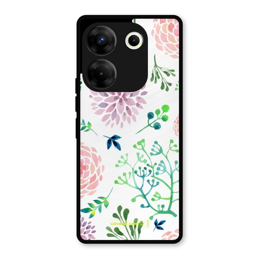 Fresh Floral Metal Back Case for Tecno Camon 20