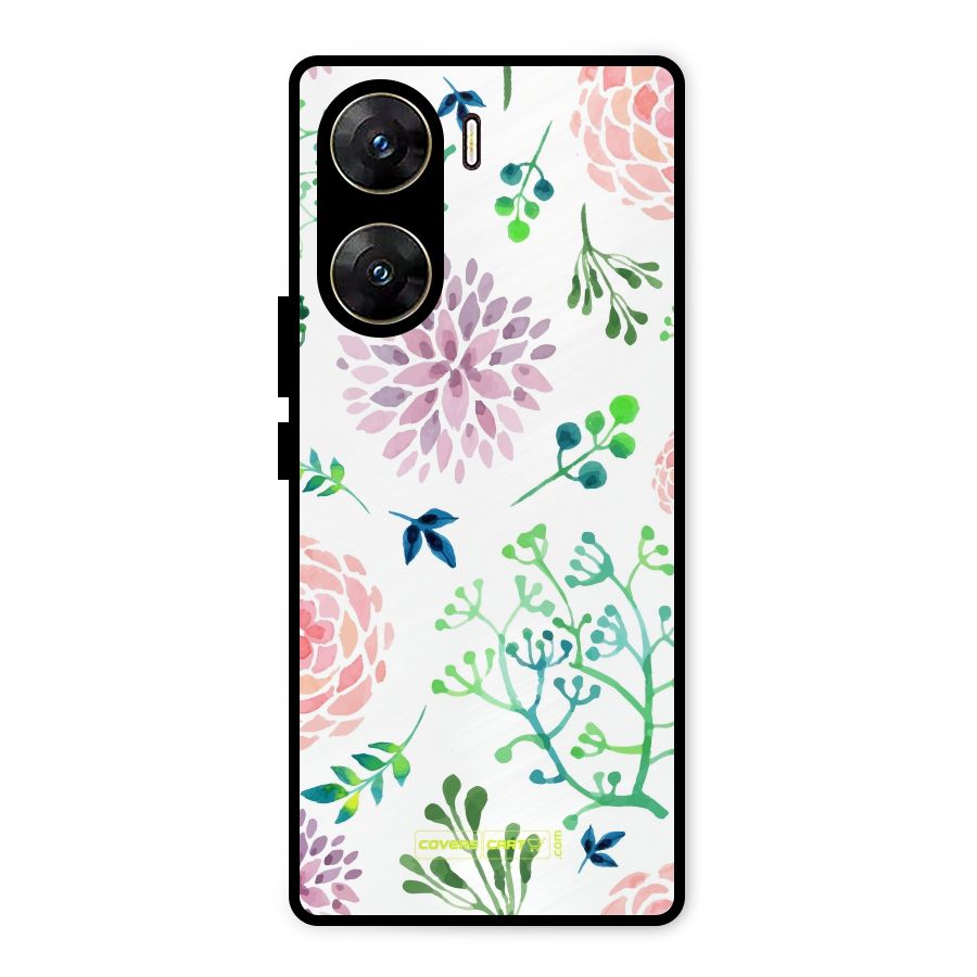 Fresh Floral Metal Back Case for Vivo V29e