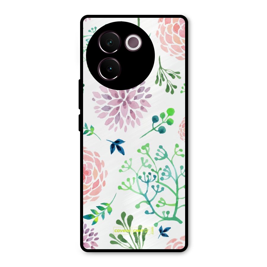 Fresh Floral Metal Back Case for Vivo V30e