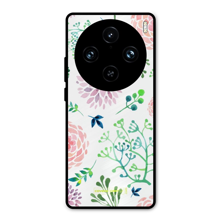 Fresh Floral Metal Back Case for Vivo X100 Pro