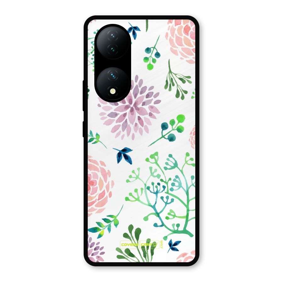 Fresh Floral Metal Back Case for Vivo Y100a