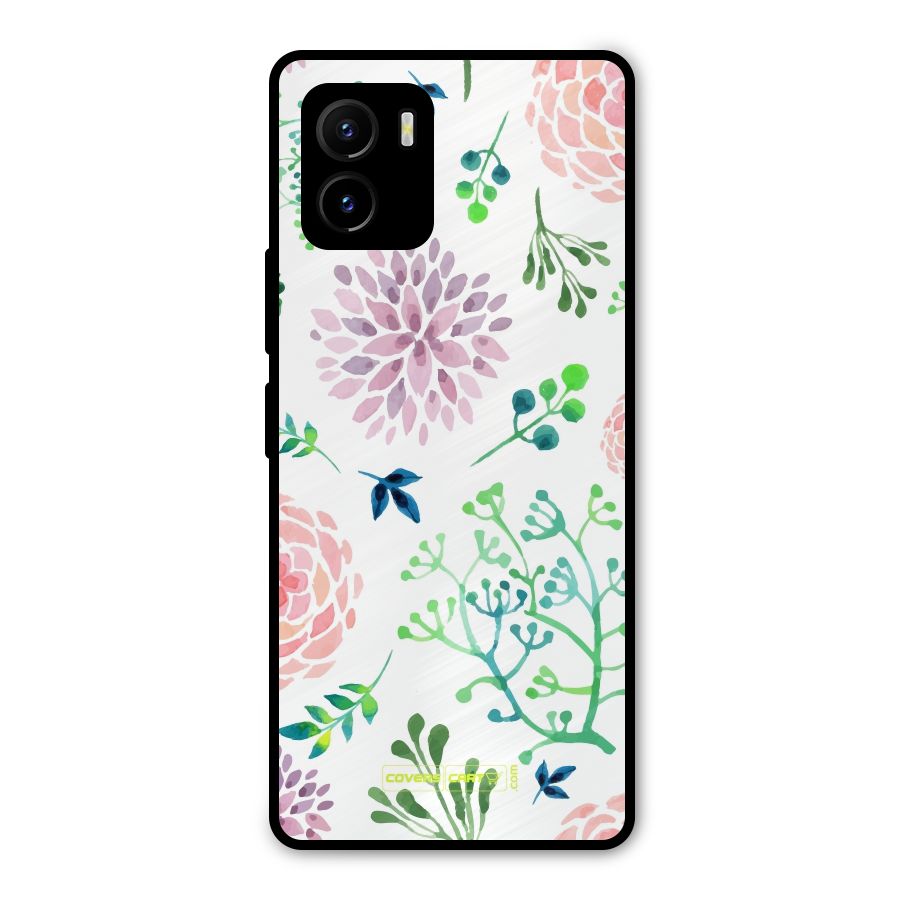 Fresh Floral Metal Back Case for Vivo Y15s