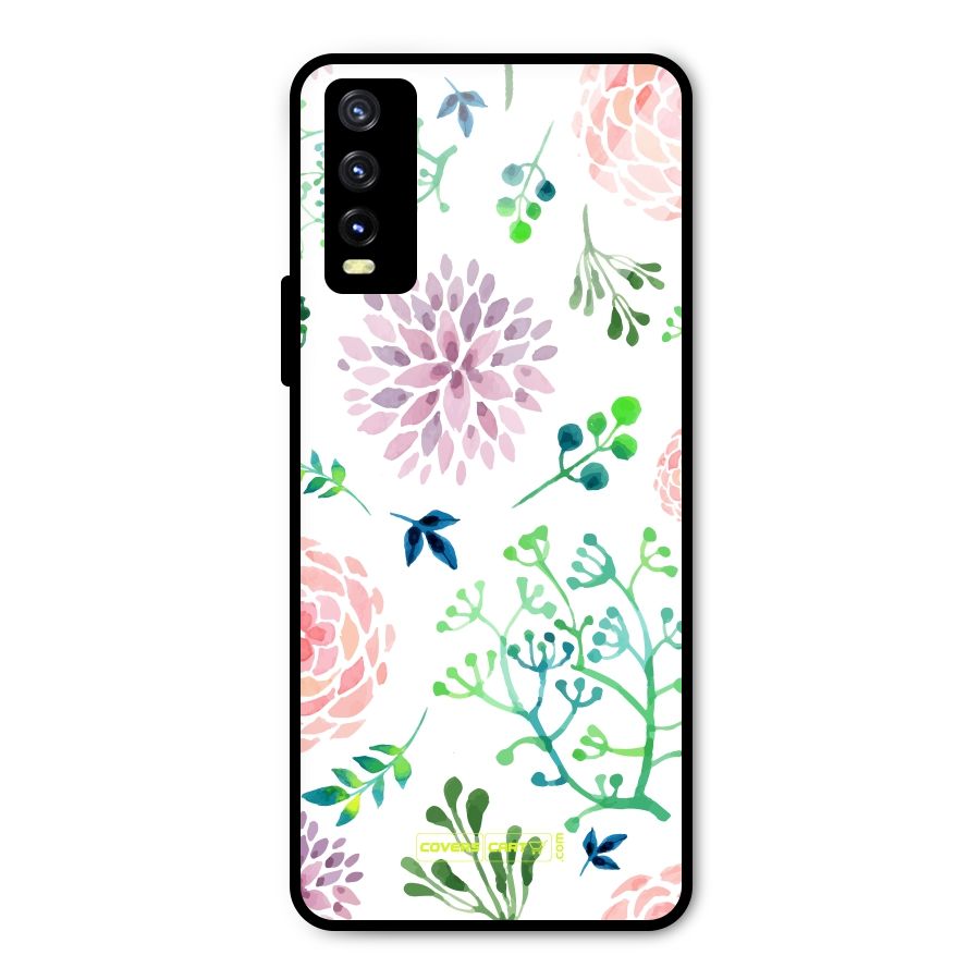 Fresh Floral Metal Back Case for Vivo Y20g