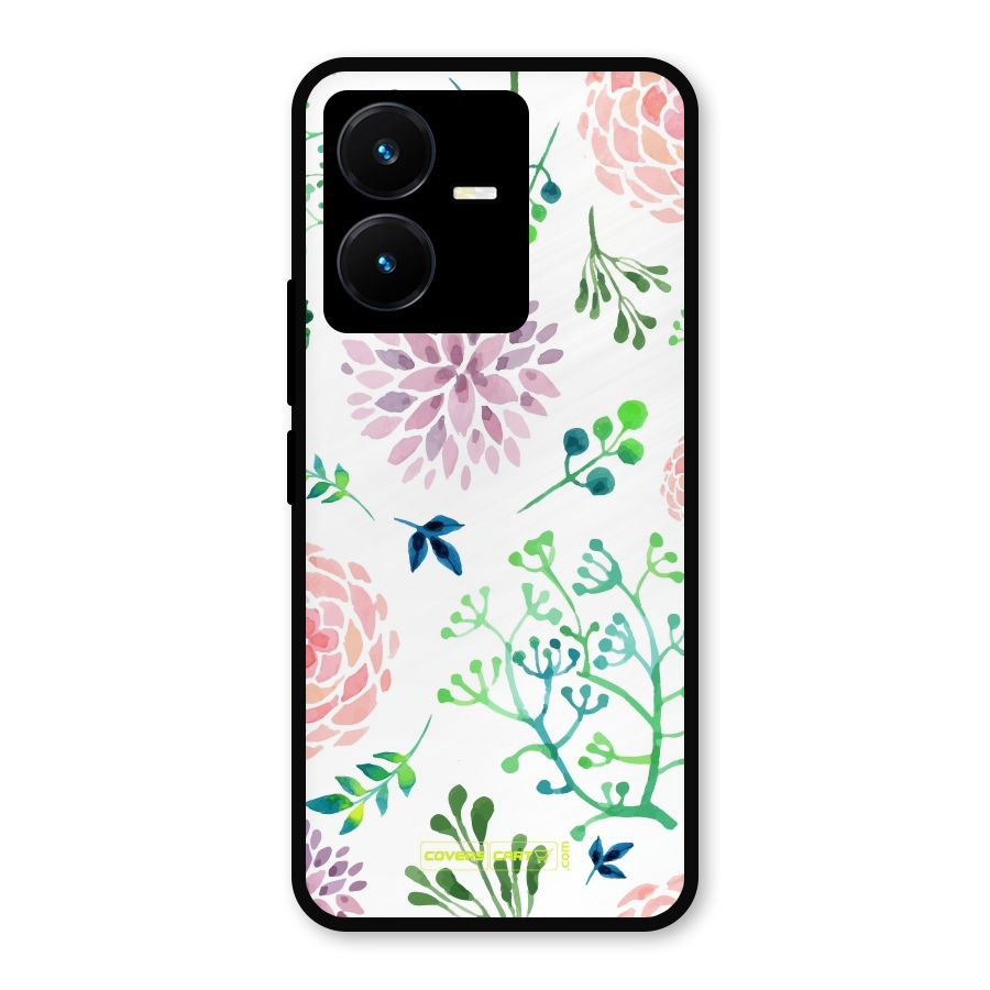 Fresh Floral Metal Back Case for Vivo Y22s