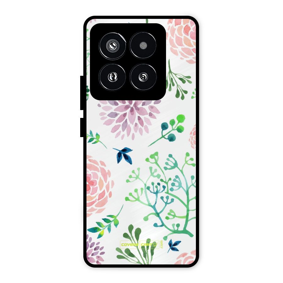 Fresh Floral Metal Back Case for Xiaomi 14 Pro
