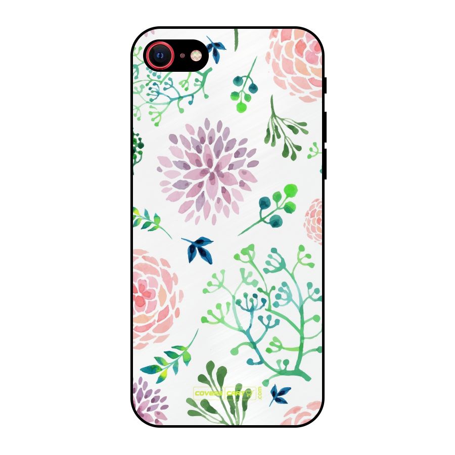 Fresh Floral Metal Back Case for iPhone SE 2022