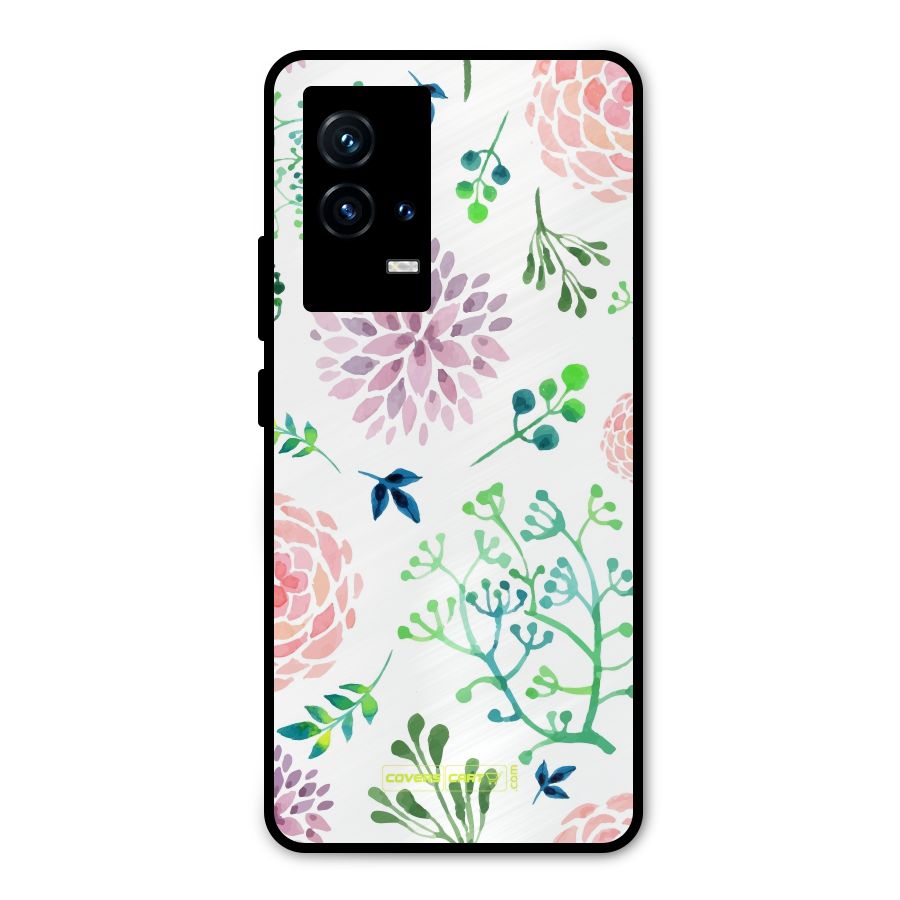 Fresh Floral Metal Back Case for iQOO 9 5G