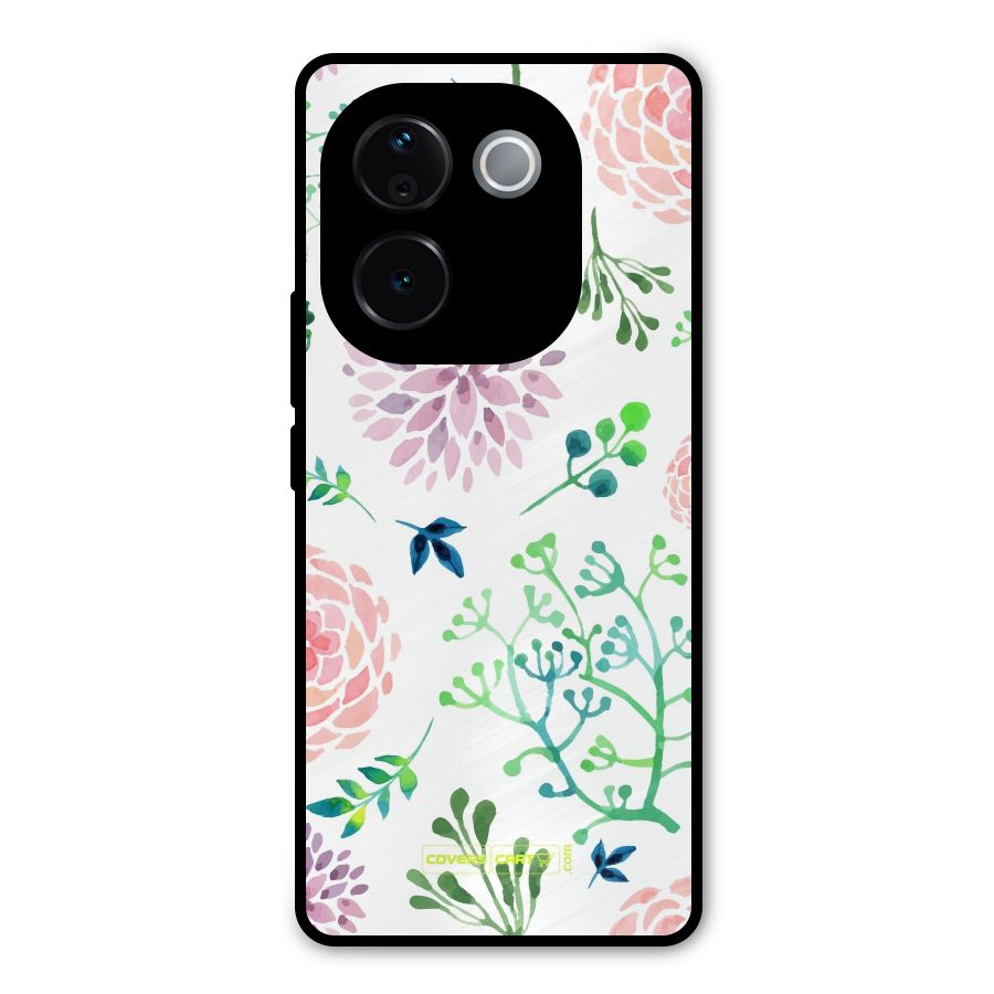 Fresh Floral Metal Back Case for iQOO Z9s Pro