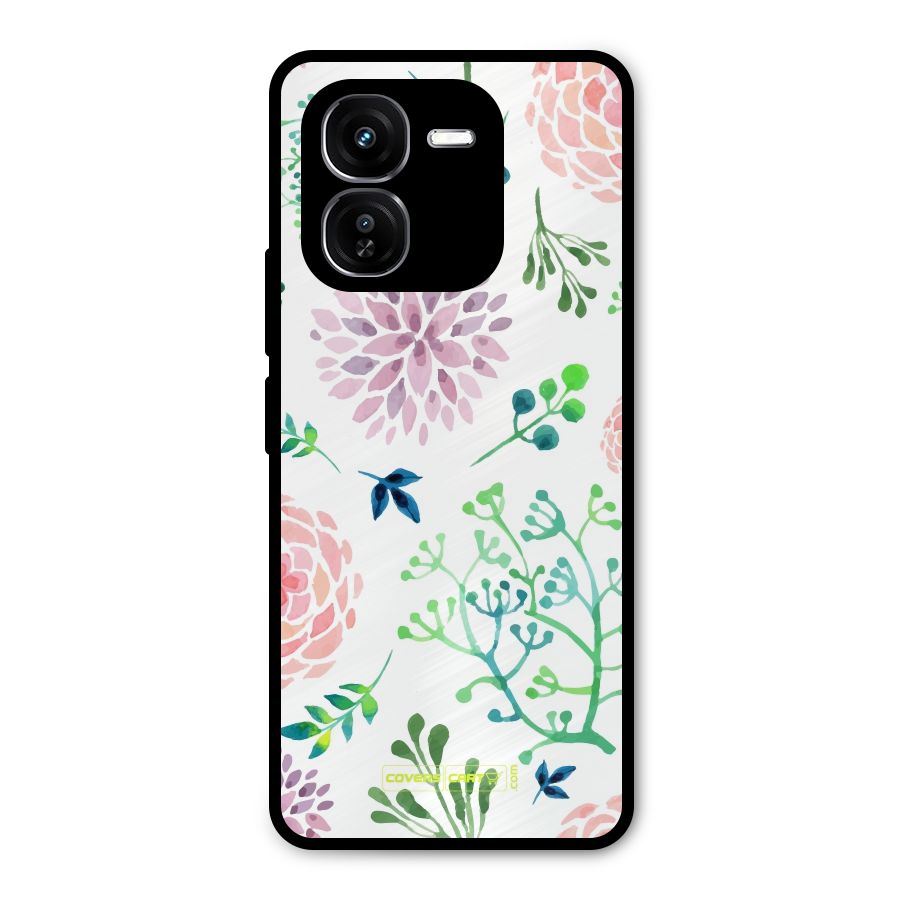 Fresh Floral Metal Back Case for iQOO Z9x