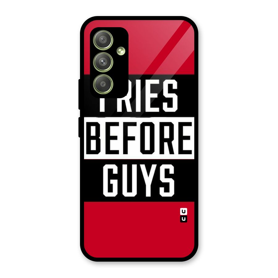 Fries Love Stripes Glass Back Case for Galaxy A54
