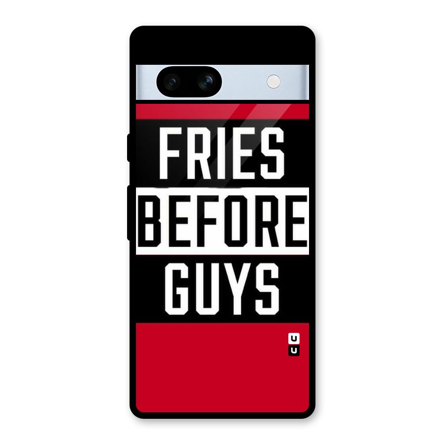 Fries Love Stripes Glass Back Case for Google Pixel 7a