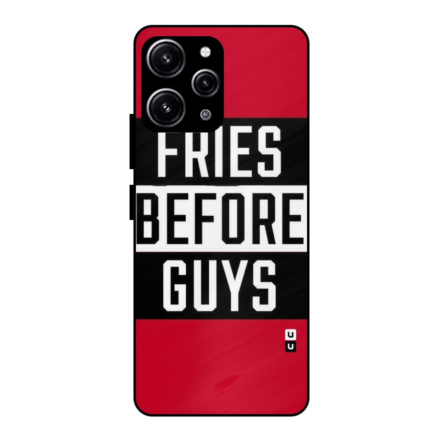 Fries Love Stripes Glass Back Case for Redmi 12 4G