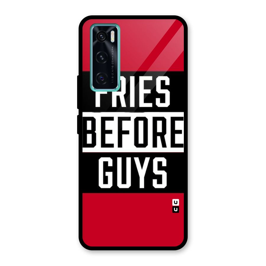 Fries Love Stripes Glass Back Case for Vivo V20 SE