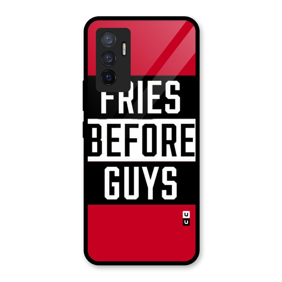 Fries Love Stripes Glass Back Case for Vivo V23e