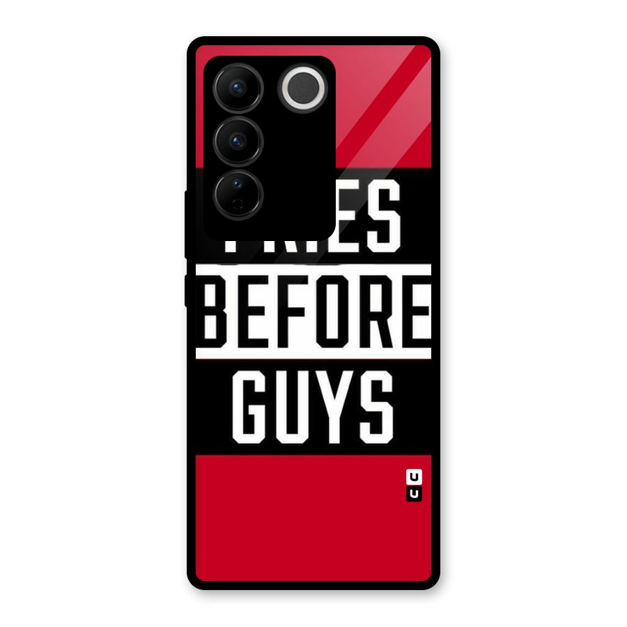 Fries Love Stripes Glass Back Case for Vivo V27 Pro