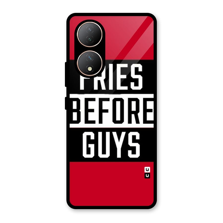 Fries Love Stripes Glass Back Case for Vivo Y100A