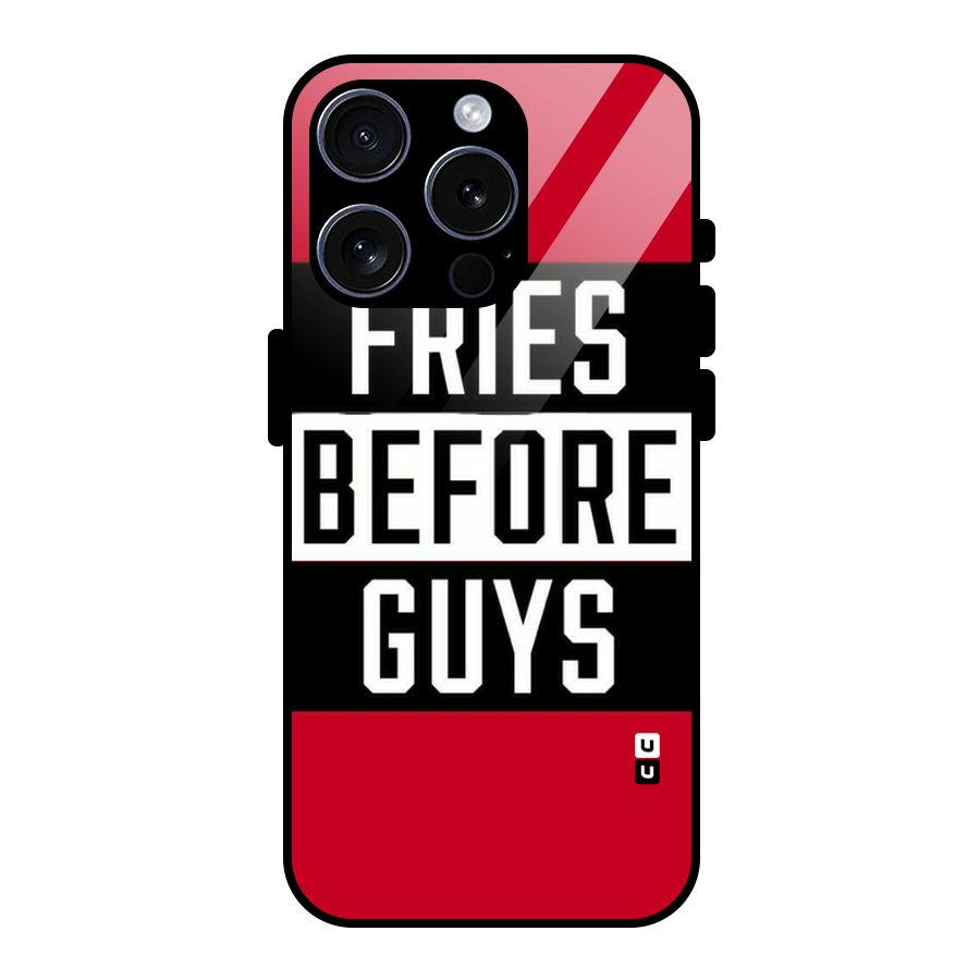 Fries Love Stripes Glass Back Case for iPhone 15 Pro