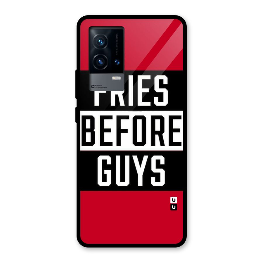 Fries Love Stripes Glass Back Case for iQOO 9 5G