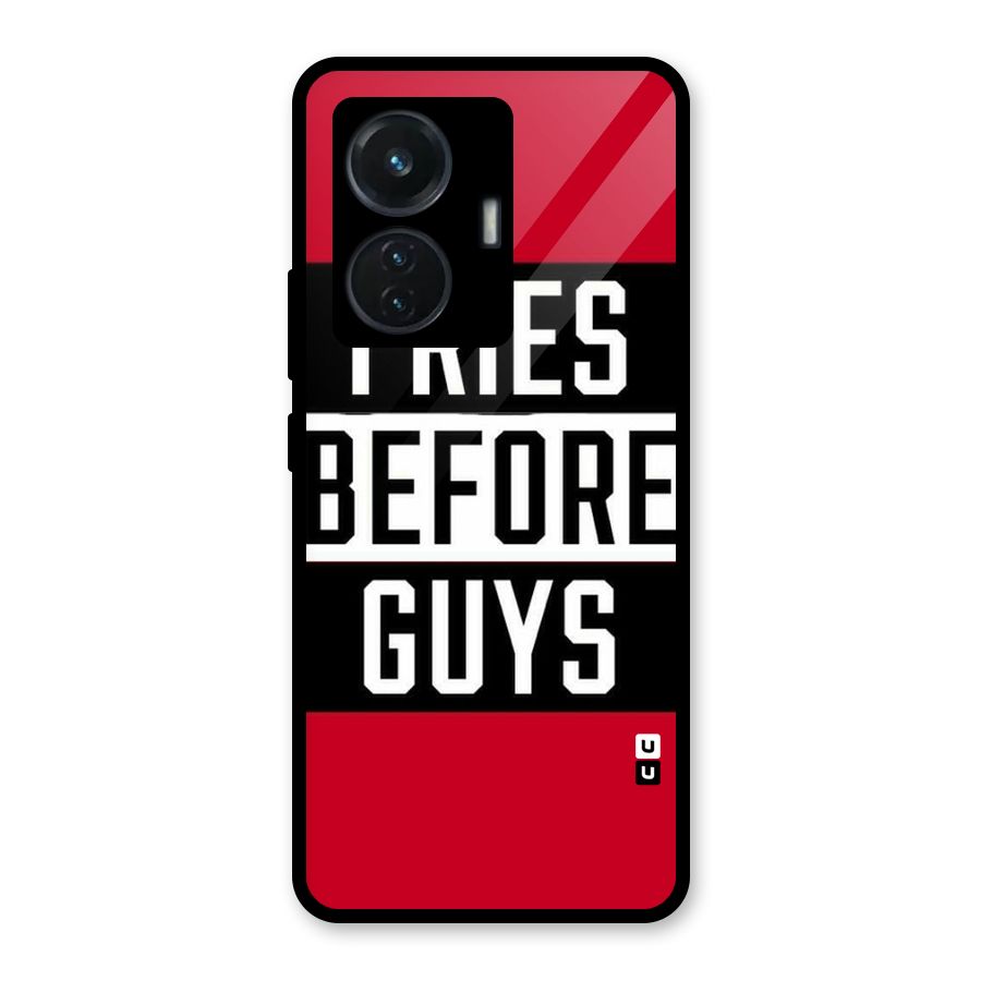 Fries Love Stripes Glass Back Case for iQOO Z6 44W
