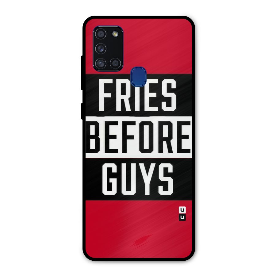 Fries Love Stripes Metal Back Case for Galaxy A21s