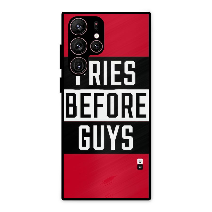 Fries Love Stripes Metal Back Case for Galaxy S22 Ultra 5G