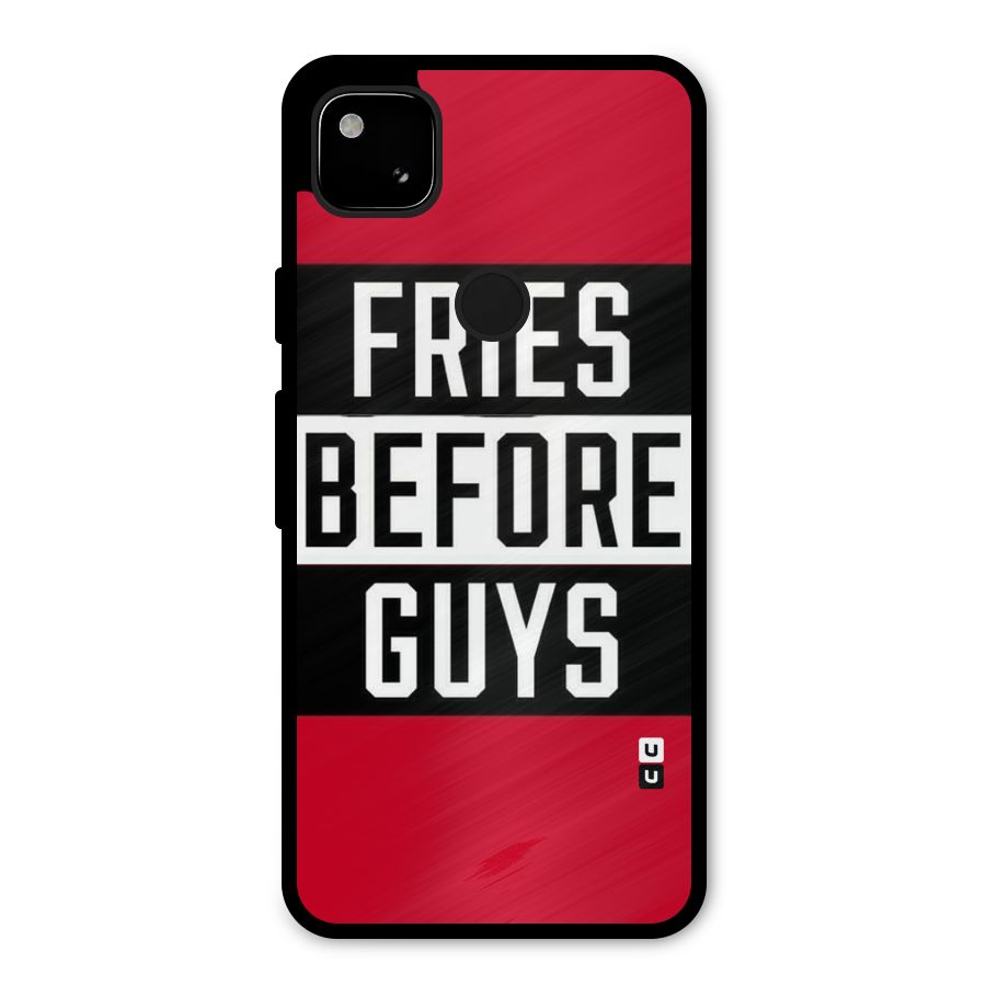 Fries Love Stripes Metal Back Case for Google Pixel 4a