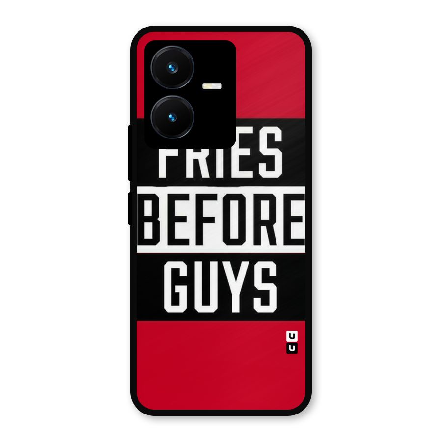 Fries Love Stripes Metal Back Case for Vivo Y22s