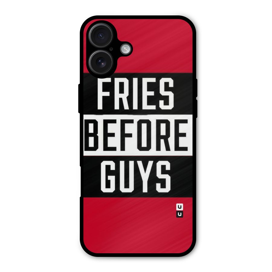 Fries Love Stripes Metal Back Case for iPhone 16 Plus