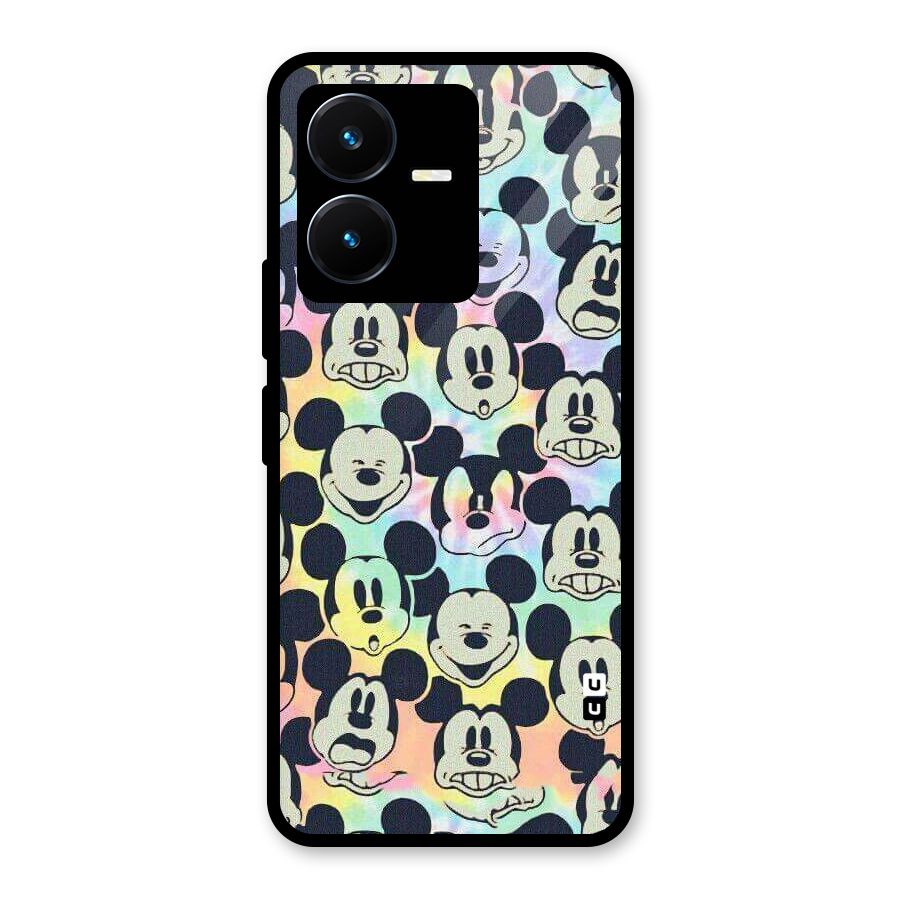 Fun Rainbow Faces Glass Back Case for Vivo Y22s