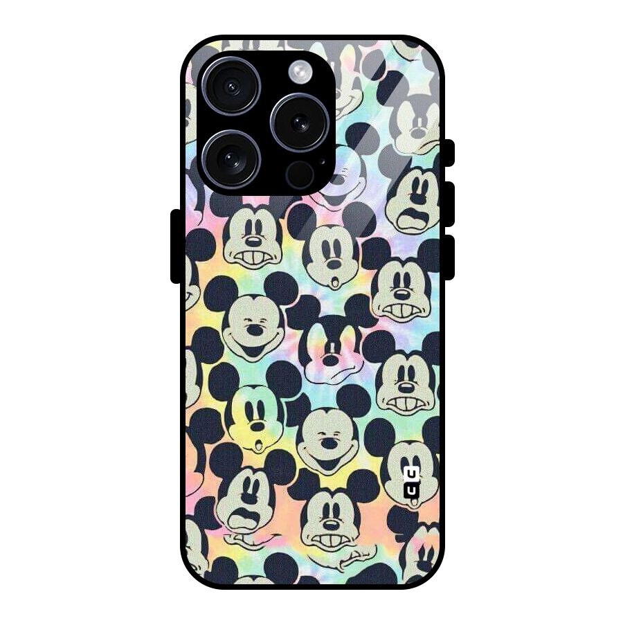 Fun Rainbow Faces Glass Back Case for iPhone 15 Pro