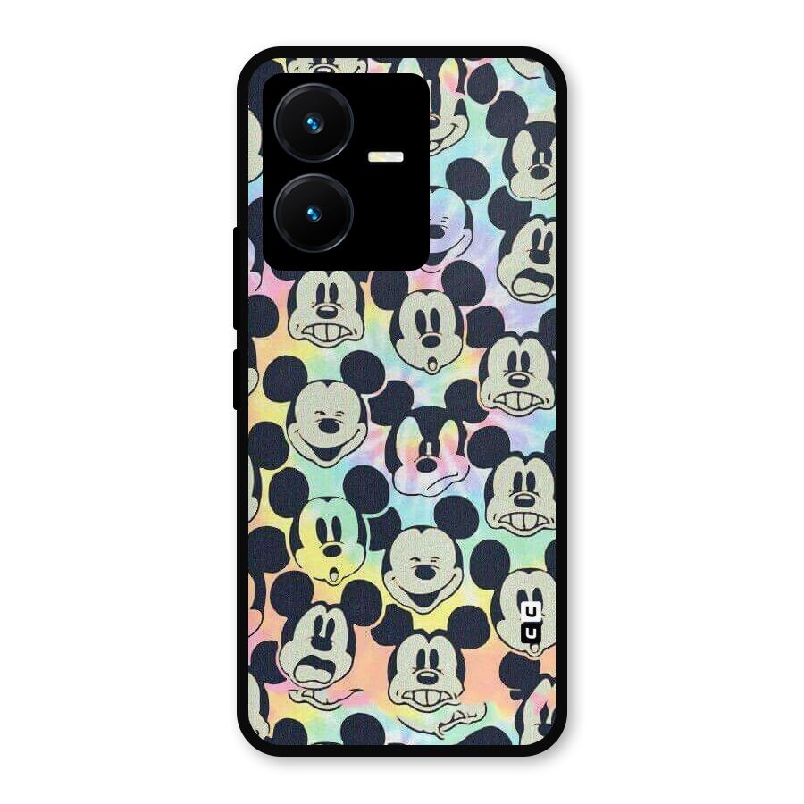 Fun Rainbow Faces Metal Back Case for Vivo Y22s