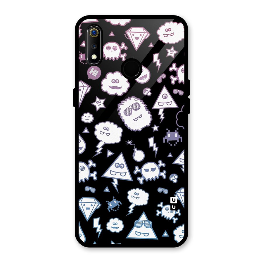 Funny Faces Glass Back Case for Realme 3i
