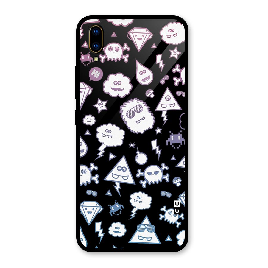 Funny Faces Glass Back Case for Vivo V11 Pro