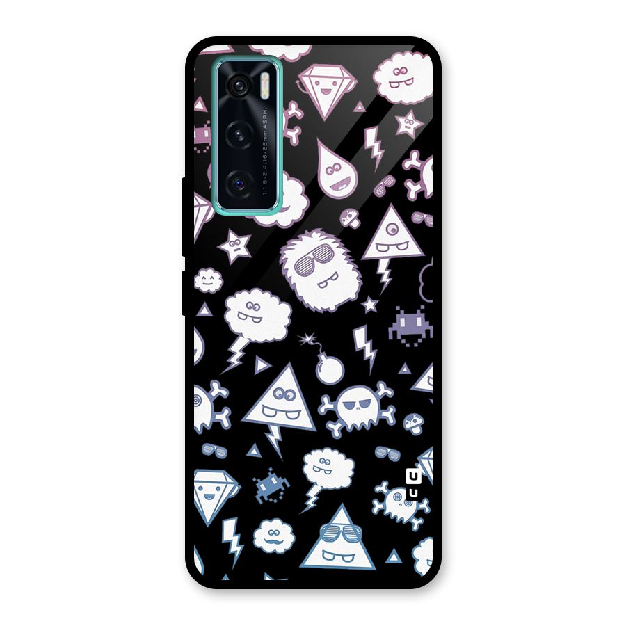 Funny Faces Glass Back Case for Vivo V20 SE