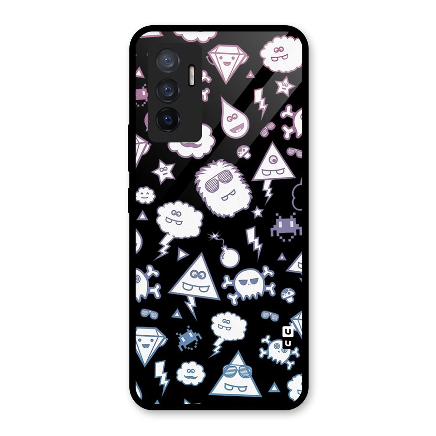 Funny Faces Glass Back Case for Vivo V23e