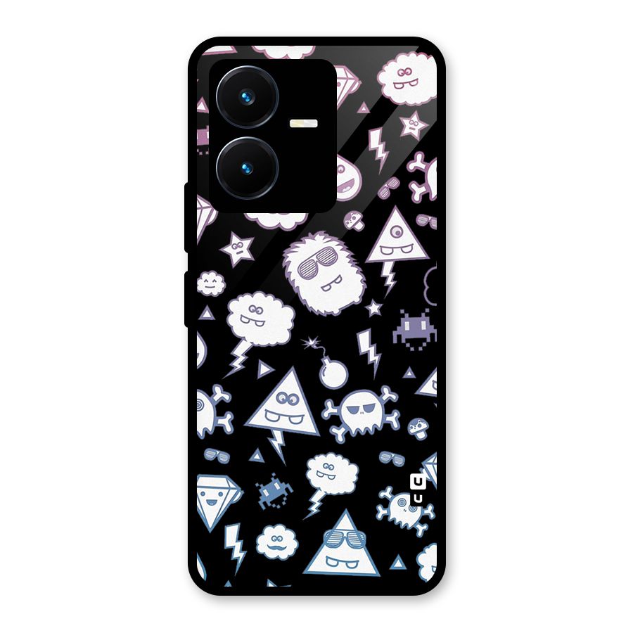 Funny Faces Glass Back Case for Vivo Y22s