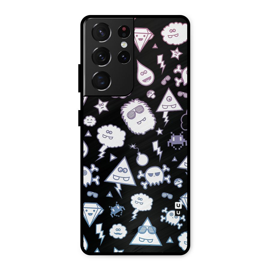 Funny Faces Metal Back Case for Galaxy S21 Ultra 5G
