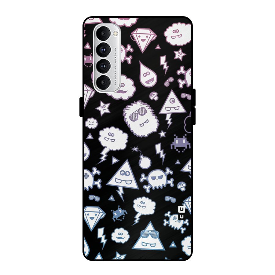 Funny Faces Metal Back Case for Oppo Reno4 Pro