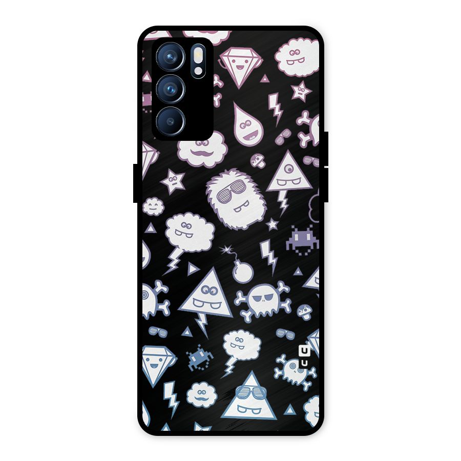 Funny Faces Metal Back Case for Oppo Reno6 5G