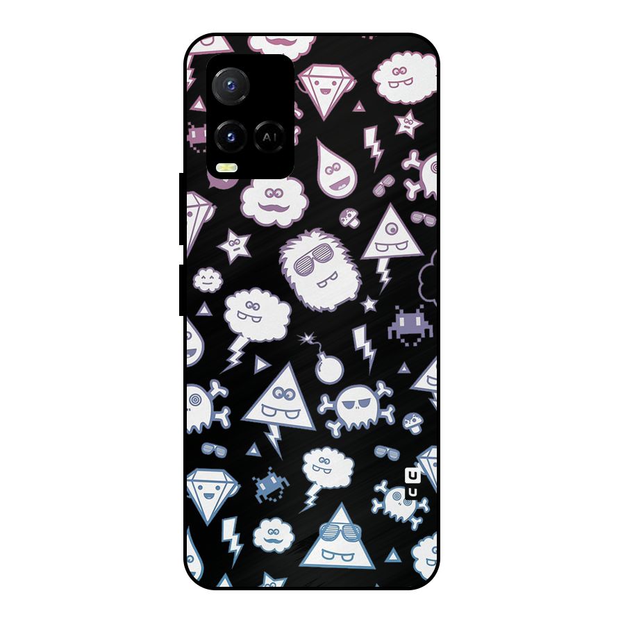 Funny Faces Metal Back Case for Vivo Y21A