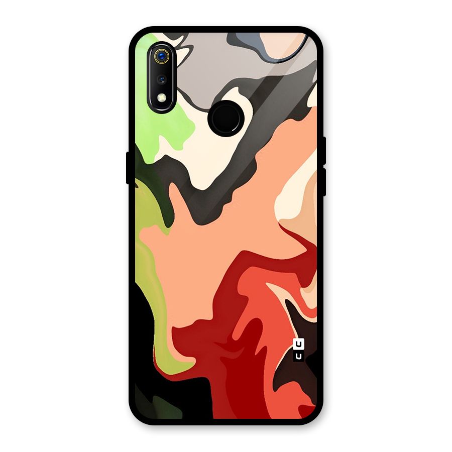 Geometric Abstract Acrylic Oil Pattern Art Glass Back Case for Realme 3i