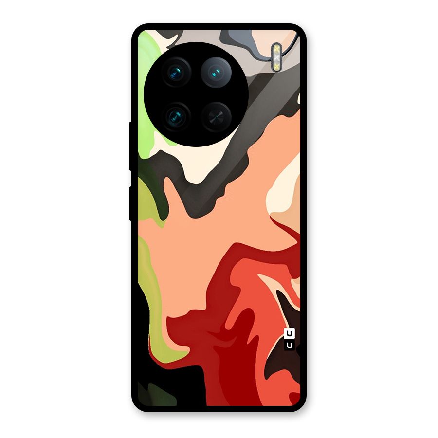 Geometric Abstract Acrylic Oil Pattern Art Glass Back Case for Vivo X90 Pro