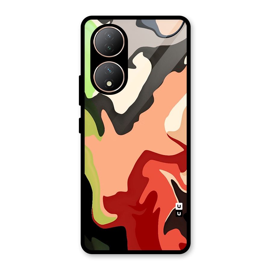 Geometric Abstract Acrylic Oil Pattern Art Glass Back Case for Vivo Y100A