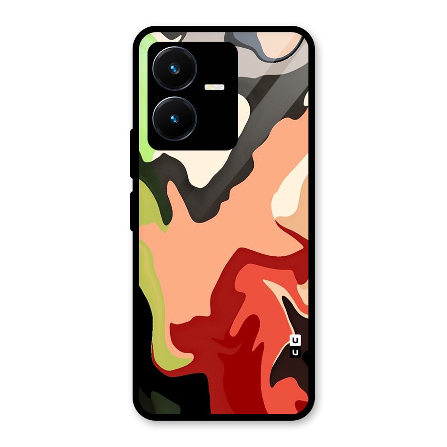 Geometric Abstract Acrylic Oil Pattern Art Glass Back Case for Vivo Y22s