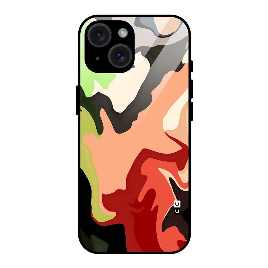 Geometric Abstract Acrylic Oil Pattern Art Glass Back Case for iPhone 15