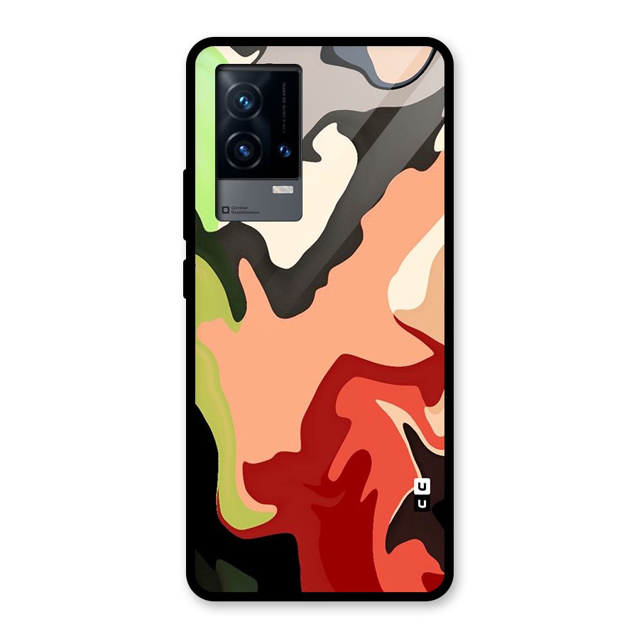 Geometric Abstract Acrylic Oil Pattern Art Glass Back Case for iQOO 9 5G